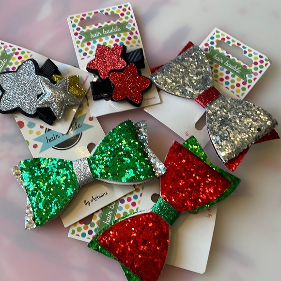 NWT Faux Sparkling Leather Set of 7 Barrettes - Picture 1 of 4